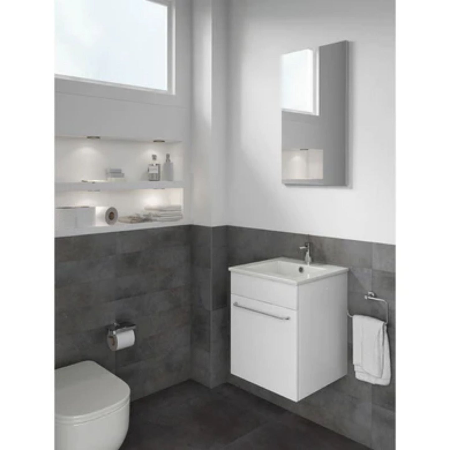 LessCare Qubo by Royo 16" White Modern Wall-Mount Vanity Set