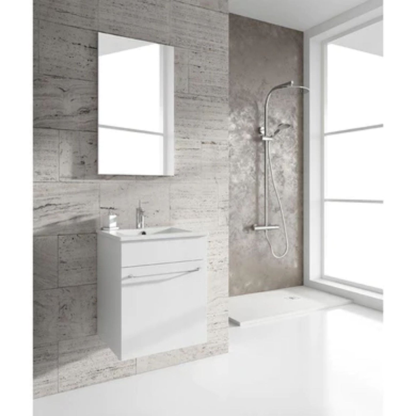 LessCare Qubo by Royo 16" White Modern Wall-Mount Vanity Set