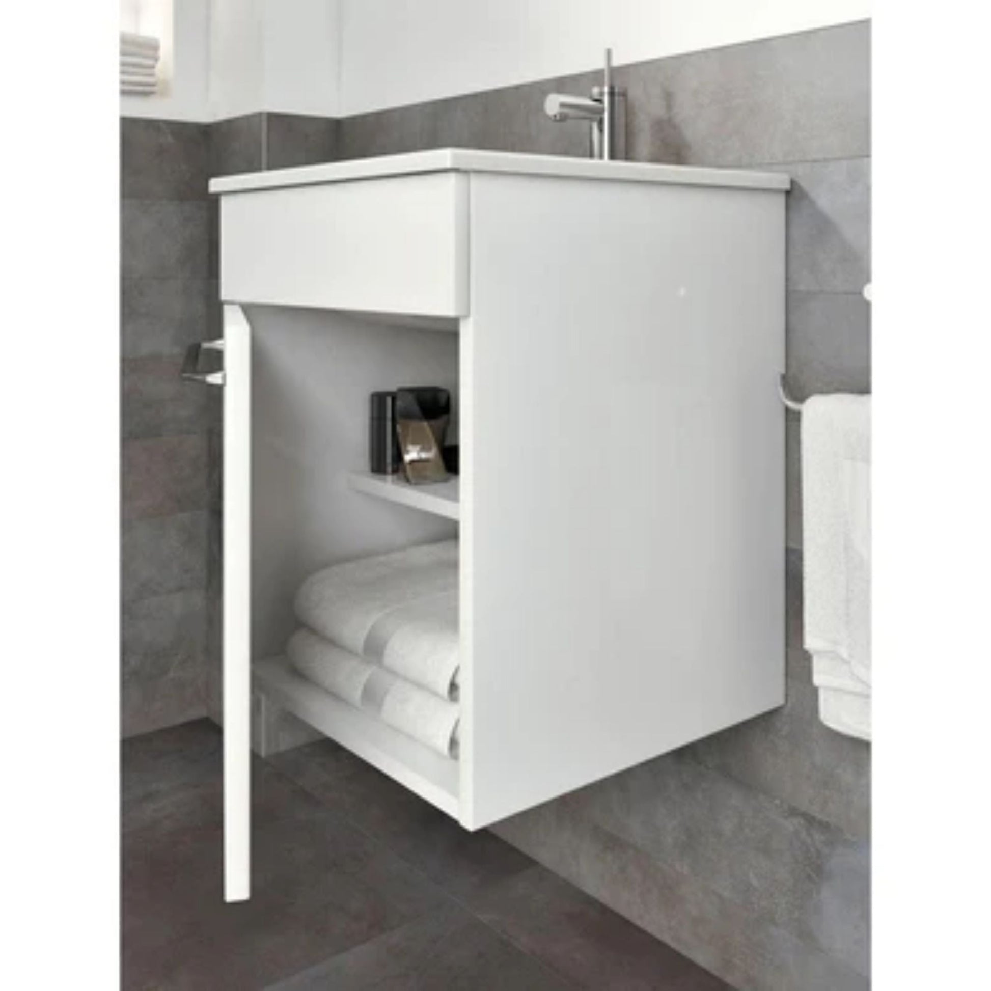 LessCare Qubo by Royo 16" White Modern Wall-Mount Vanity Set