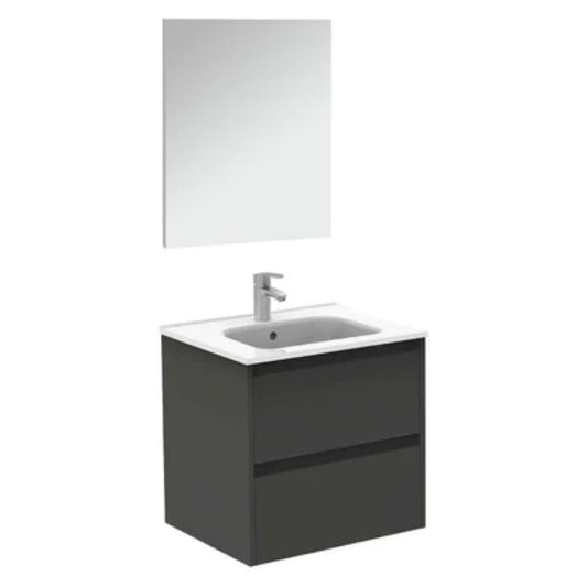 LessCare Sansa by Royo 24" Anthracite Modern Wall-Mount 2 Drawers Vanity Cabinet