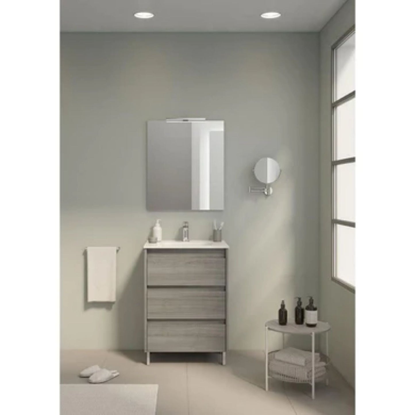LessCare Sansa by Royo 24" Sandy Grey Modern Freestanding 3 Drawers Vanity Base Cabinet