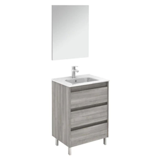LessCare Sansa by Royo 24" Sandy Grey Modern Freestanding 3 Drawers Vanity Base Cabinet