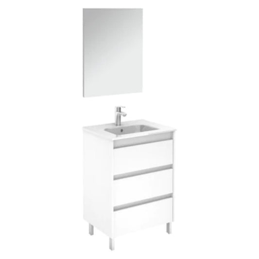 LessCare Sansa by Royo 24" White Modern Freestanding 3 Drawers Vanity Base Cabinet