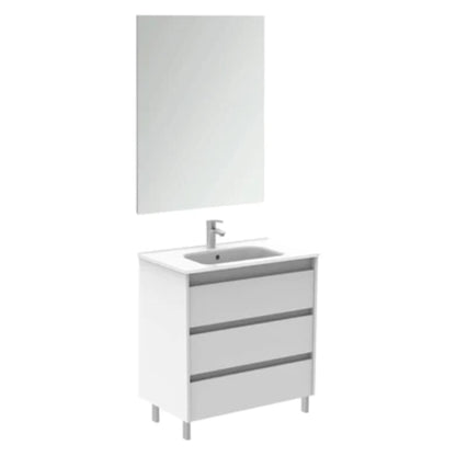 LessCare Sansa by Royo 32" White Modern Freestanding 3 Drawers Vanity Base Cabinet