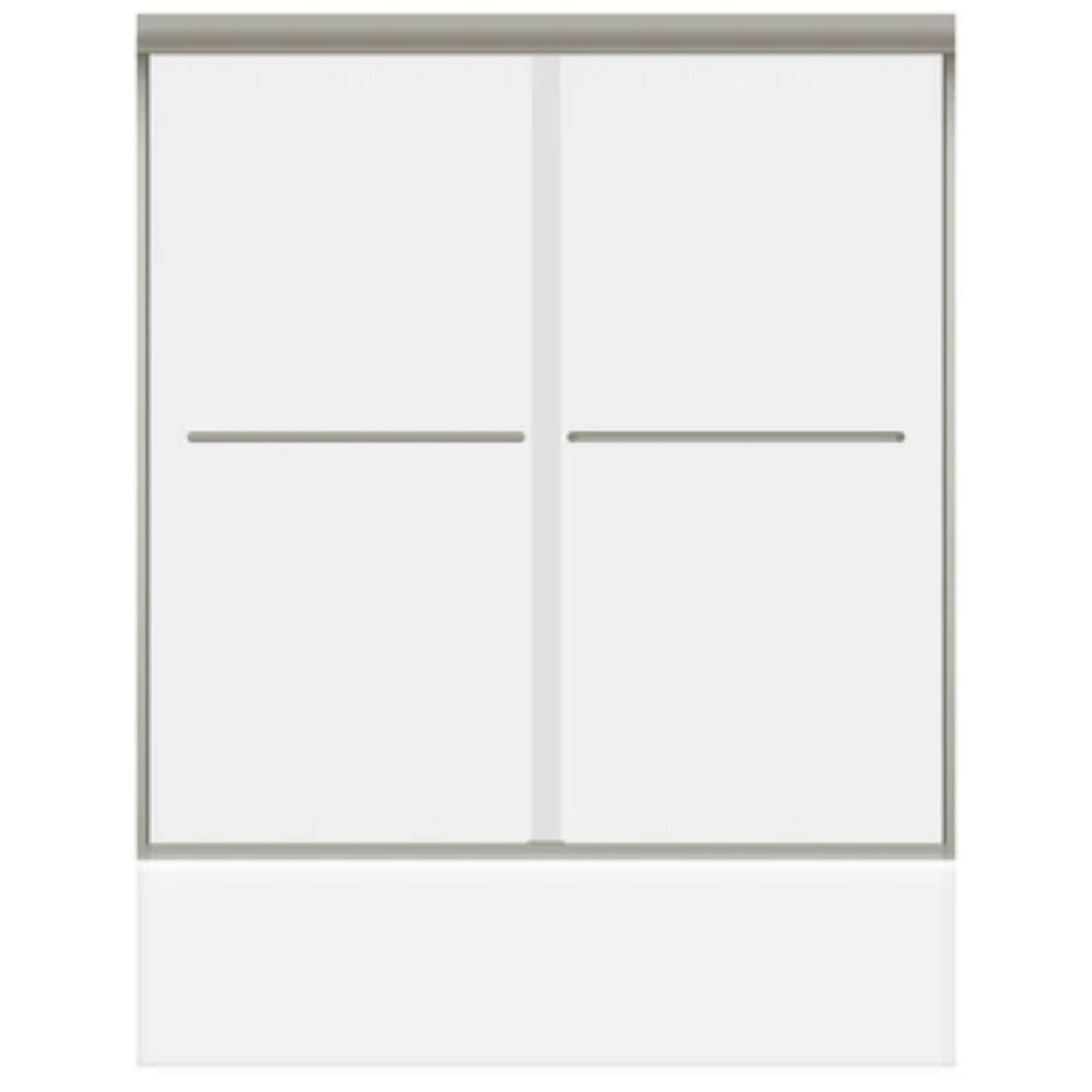 LessCare Ultra-A 56" - 60" x 62" Brushed Nickel Sliding Bypass Bathtub Door