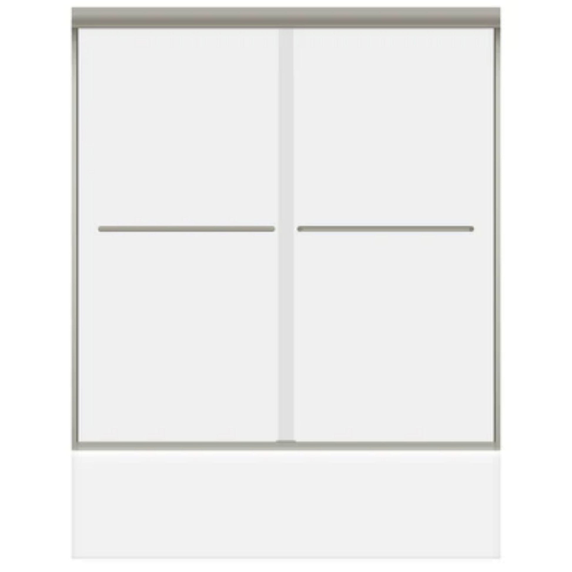 LessCare Ultra-A 56" - 60" x 62" Brushed Nickel Sliding Bypass Bathtub Door