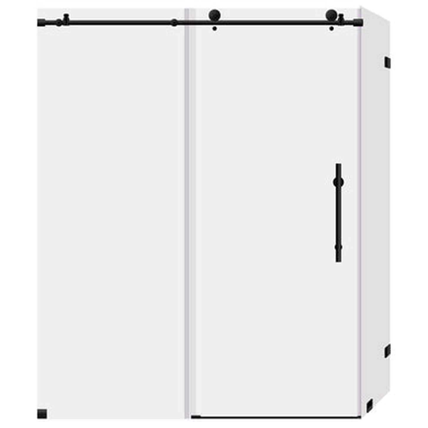 LessCare Ultra-C 56-60" x 76" x 36" Matte Black Sliding Shower Enclosure