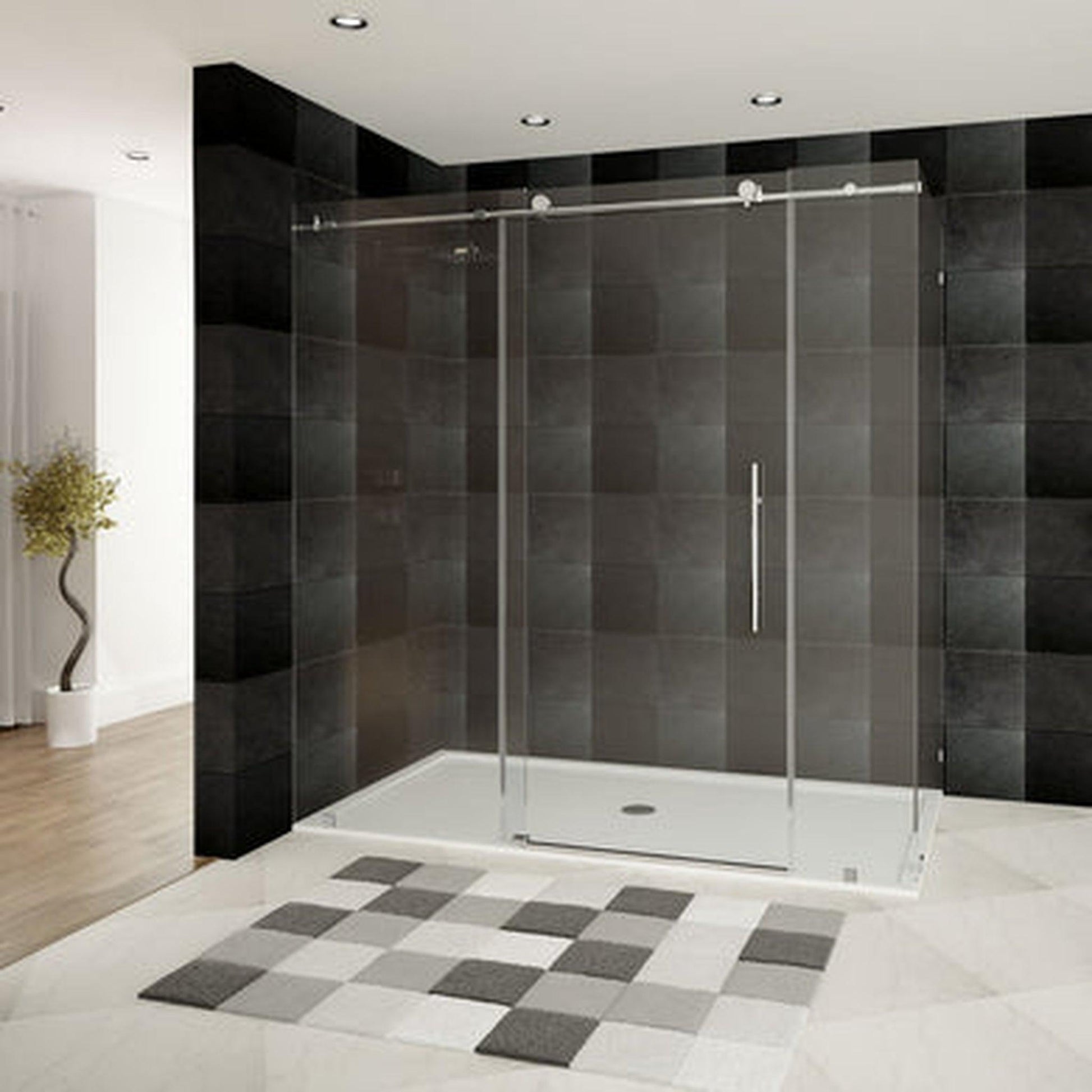 LessCare Ultra-C 68-72" x 76" x 34 1/2" Chrome Sliding Shower Enclosure