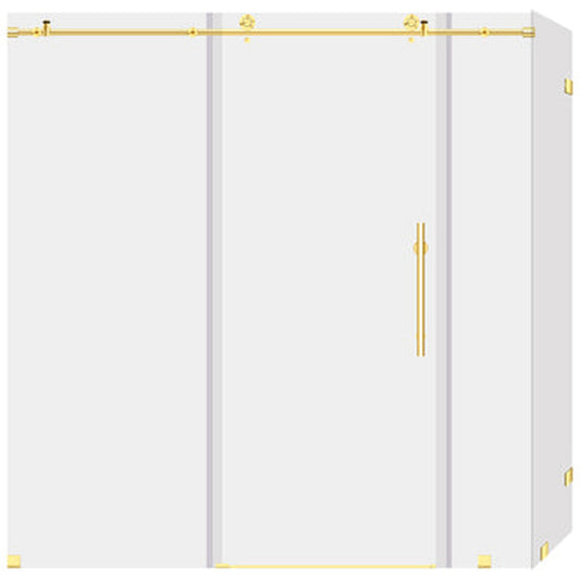 LessCare Ultra-C 68-72" x 76" x 34 1/2" Gold Sliding Shower Enclosure