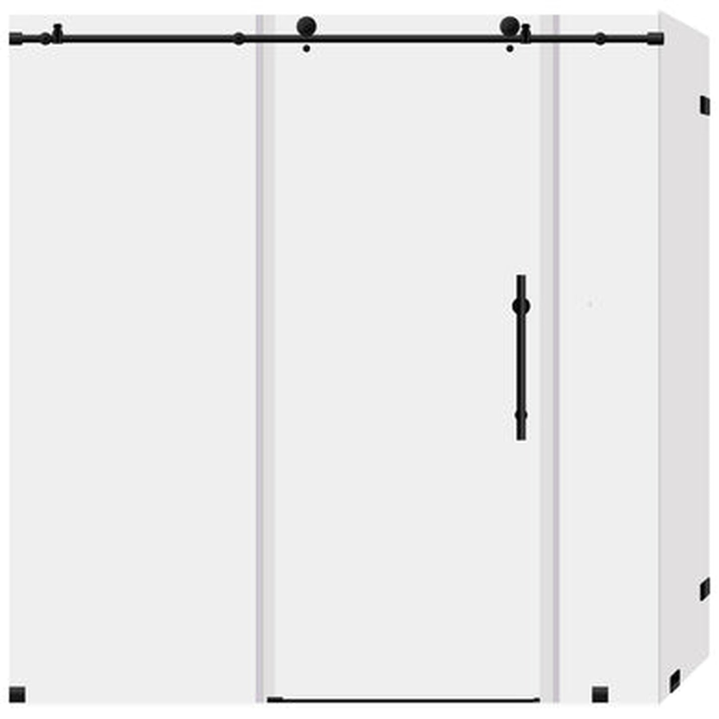 LessCare Ultra-C 68-72" x 76" x 34 1/2" Matte Black Sliding Shower Enclosure