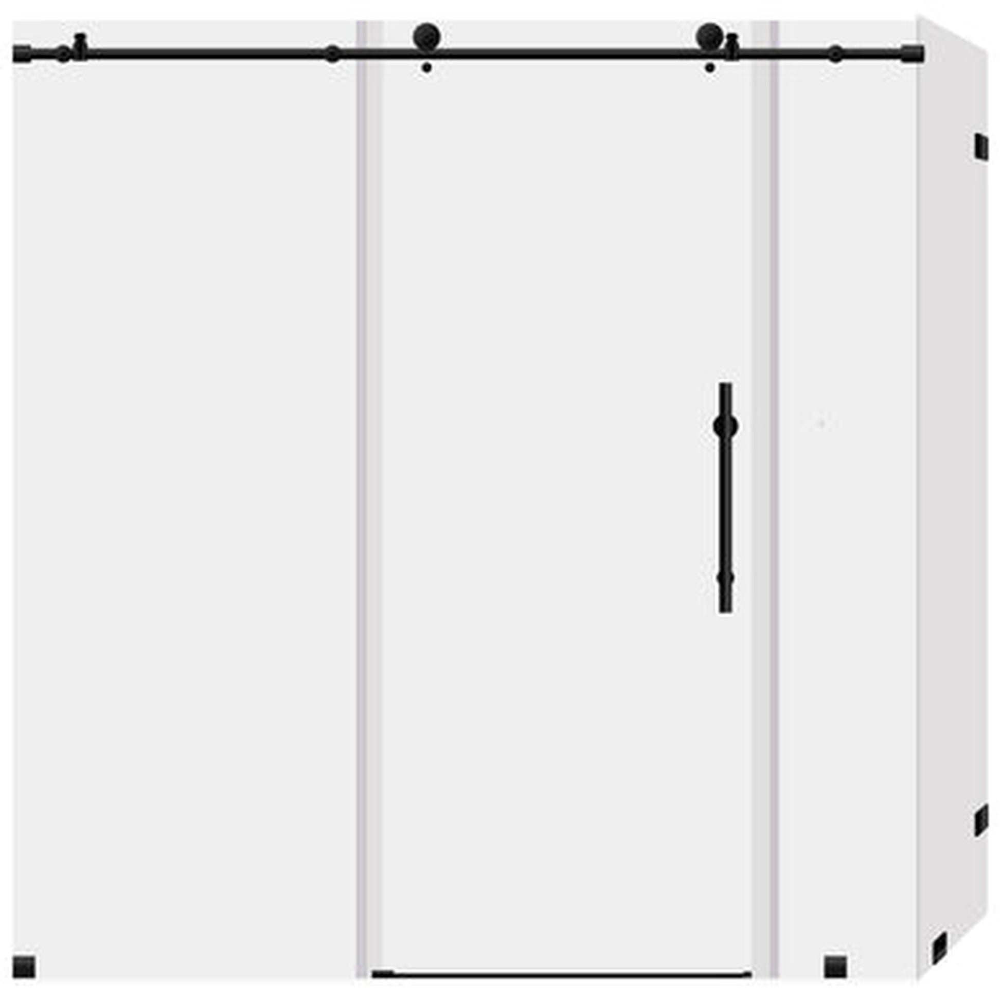 LessCare Ultra-C 68-72" x 76" x 34 1/2" Matte Black Sliding Shower Enclosure