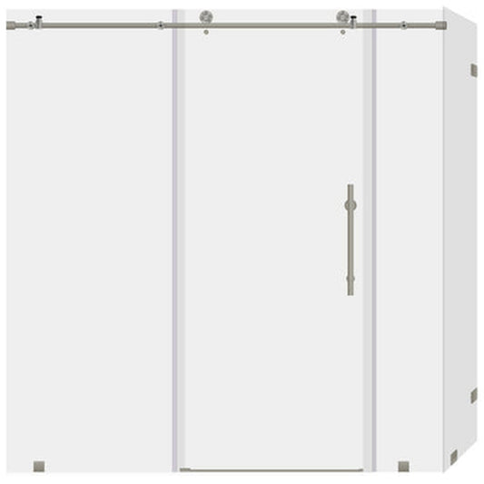 LessCare Ultra-C 68-72" x 76" x 36" Brushed Nickel Sliding Shower Enclosure