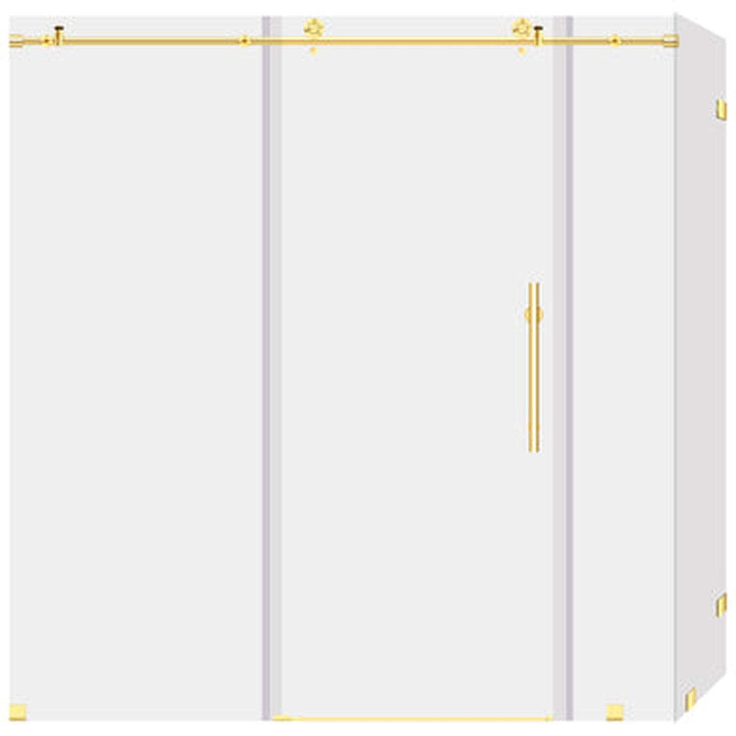 LessCare Ultra-C 68-72" x 76" x 36" Gold Sliding Shower Enclosure