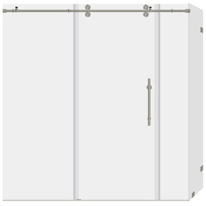 LessCare Ultra-D 68-72" x 79" x 34 1/2" Brushed Nickel Sliding Shower Enclosure