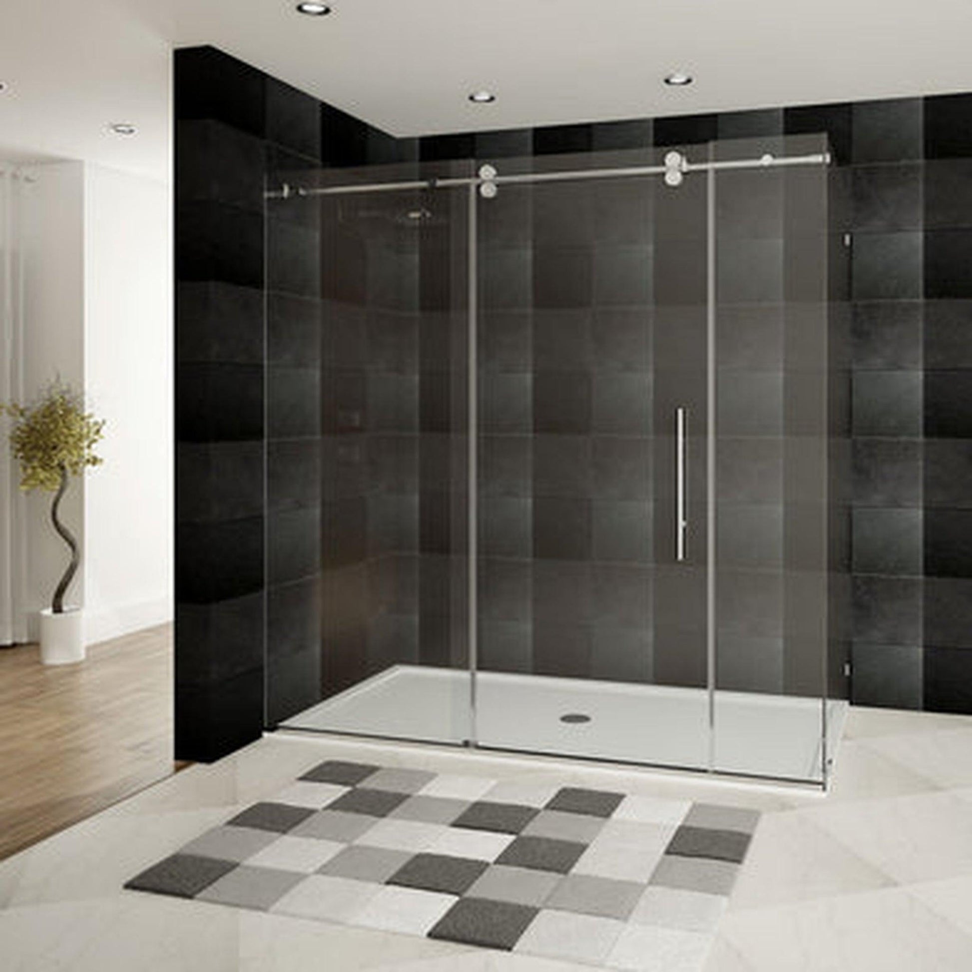 LessCare Ultra-D 68-72" x 79" x 34 1/2" Chrome Sliding Shower Enclosure