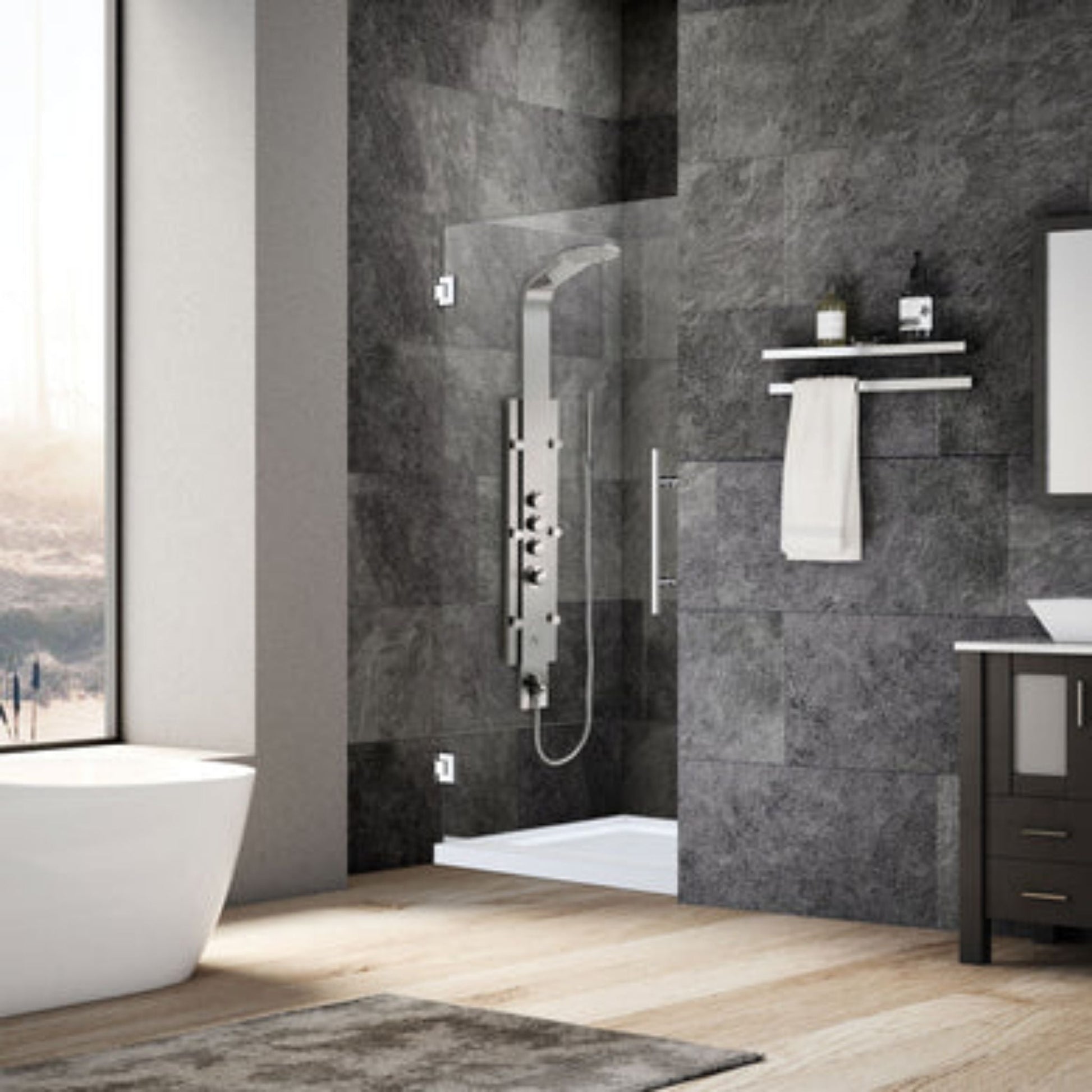 LessCare Ultra-E 24" x 72" Chrome Swing-Out Shower Door