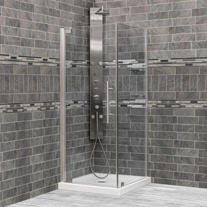 LessCare Ultra-G 29 3/8-30" x 72" x 29-30" Brushed Nickel Swing-Out Shower Enclosure