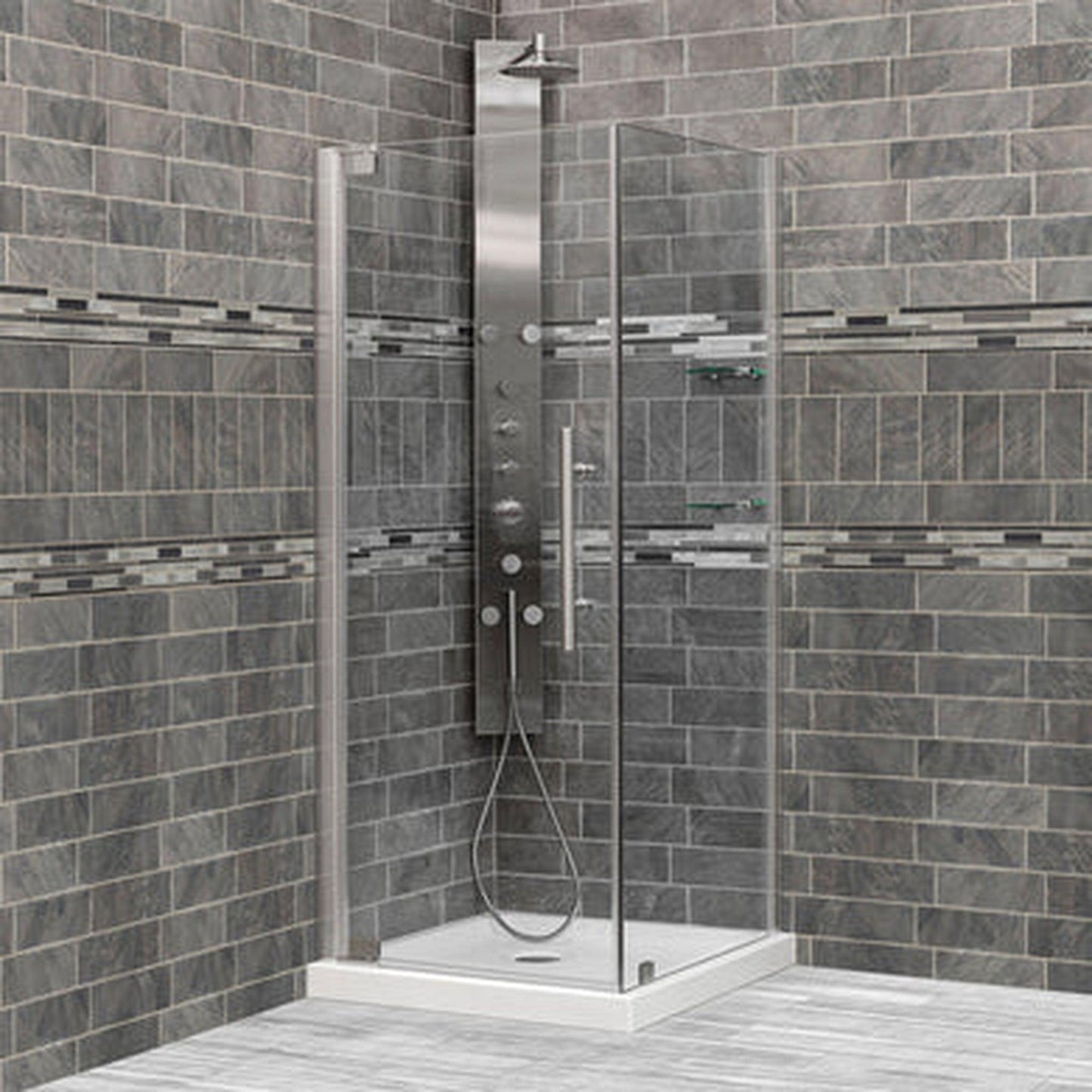 LessCare Ultra-G 34 3/8-35" x 72" x 34-35" Chrome Swing-Out Shower Enclosure