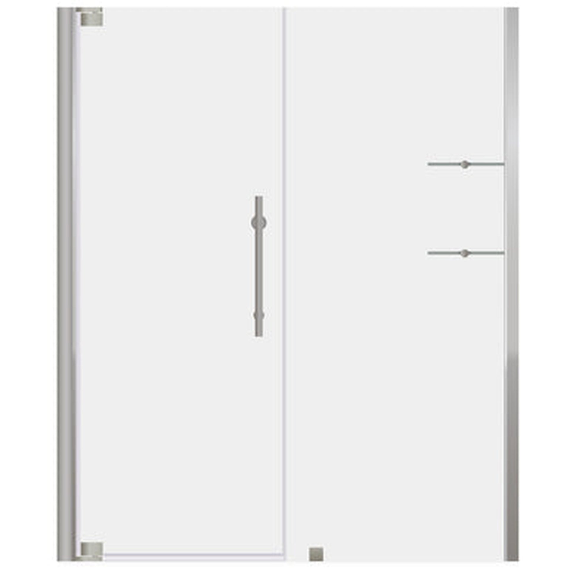 LessCare Ultra-G 63-65" x 72" Brushed Nickel Swing-Out Shower Door with 30" Side Panel