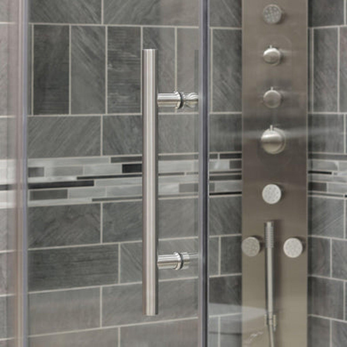 LessCare Ultra-G 68-70" x 72" Brushed Nickel Swing-Out Shower Door