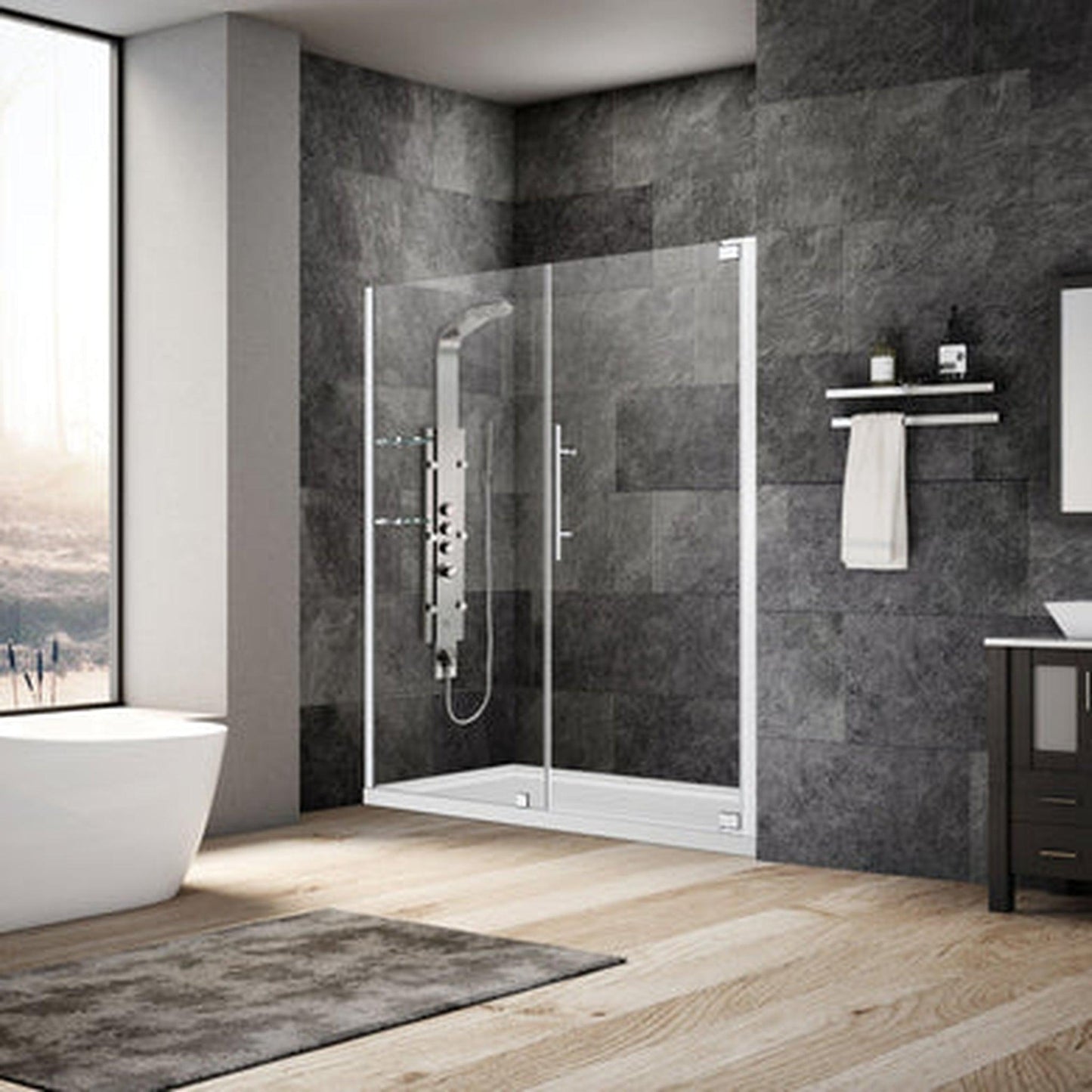 LessCare Ultra-G 68-70" x 72" Chrome Swing-Out Shower Door
