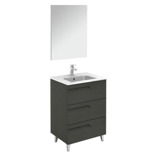 LessCare Vitale by Royo 24" Nature Grey Modern Freestanding 3 Drawers Vanity Base Cabinet