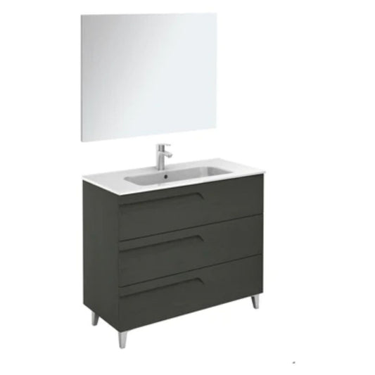 LessCare Vitale by Royo 40" Nature Grey Modern Freestanding 3 Drawers Vanity Base Cabinet