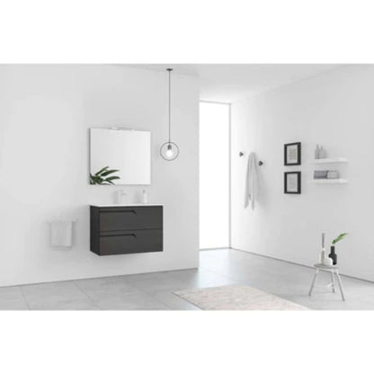 LessCare Vitale by Royo 40" Nature Grey Modern Wall-Mount 2 Drawers Vanity Cabinet