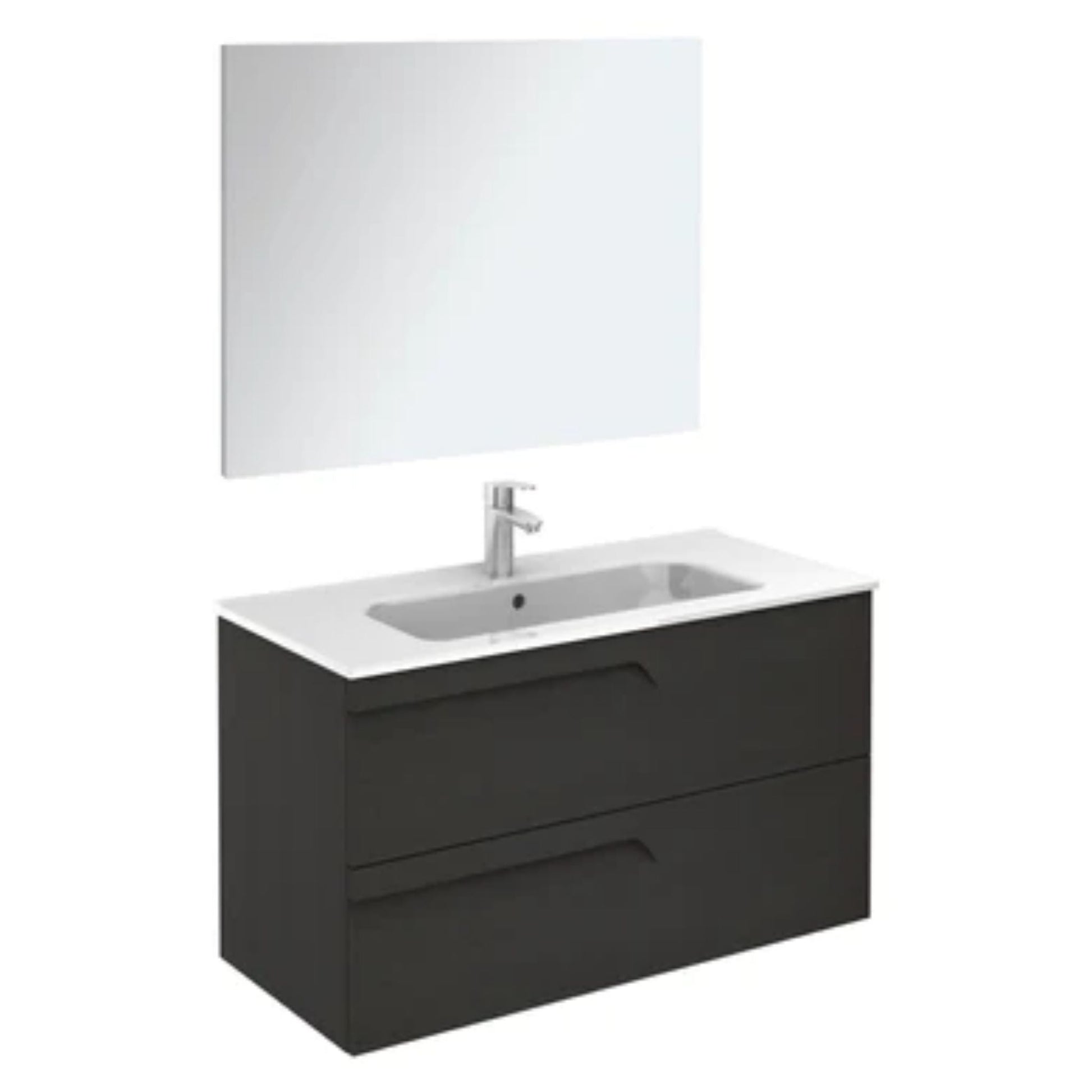 LessCare Vitale by Royo 40" Nature Grey Modern Wall-Mount 2 Drawers Vanity Cabinet