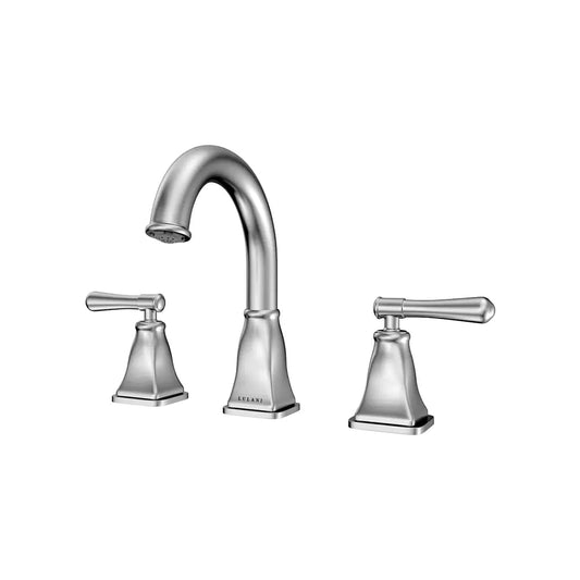 Lulani Aurora Brushed Nickel 1.2 GPM Double Handle Widespread Brass Faucet With Drain Assembly