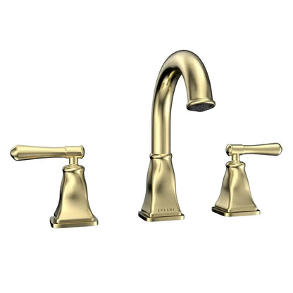 Lulani Aurora Champagne Gold 1.2 GPM Double Handle Widespread Brass Faucet With Drain Assembly