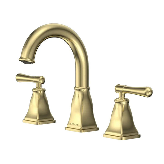 Lulani Aurora Champagne Gold 1.2 GPM Double Handle Widespread Brass Faucet With Drain Assembly