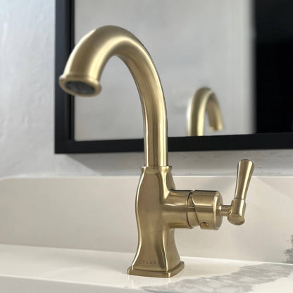 Lulani Aurora Champagne Gold 1.2 GPM Single Hole 1-Handle Brass Faucet With Drain Assembly