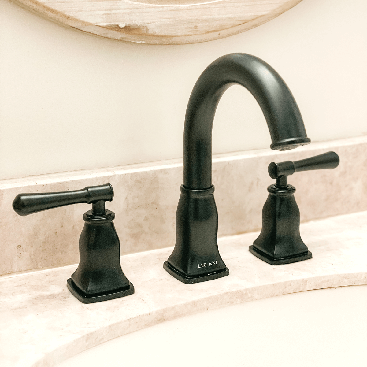 Lulani Aurora Matte Black 1.2 GPM Double Handle Widespread Brass Faucet With Drain Assembly