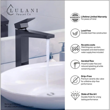Lulani Boracay Gun Metal 1.2 GPM Single Handle Vessel Sink Brass Faucet With Drain Assembly