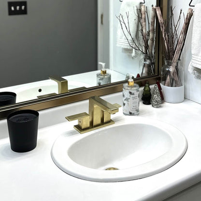 Lulani Capri Champagne Gold 1.2 GPM 2-Lever Handle 3-Hole Centerset Brass Faucet With Drain Assembly