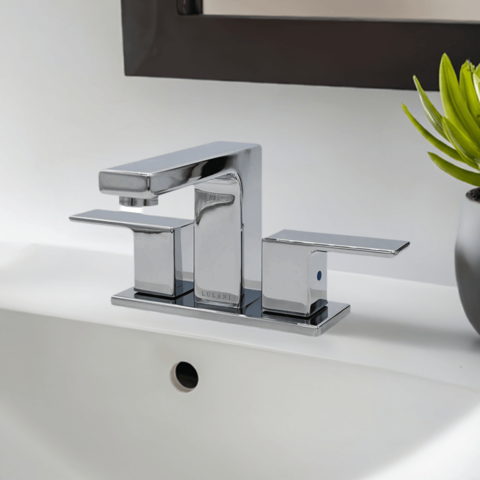 Lulani Capri Chrome 1.2 GPM 2-Lever Handle 3-Hole Centerset Brass Faucet With Drain Assembly