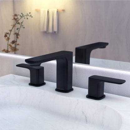 Lulani Corsica Matte Black 1.2 GPM Two Handle Widespread Faucet With Drain Assembly