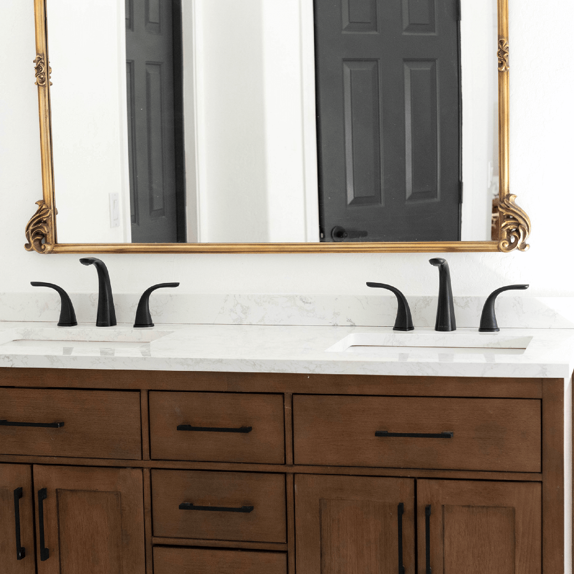 Lulani Kauai Matte Black 1.2 GPM Two Handle Widespread Brass Faucet With Drain Assembly