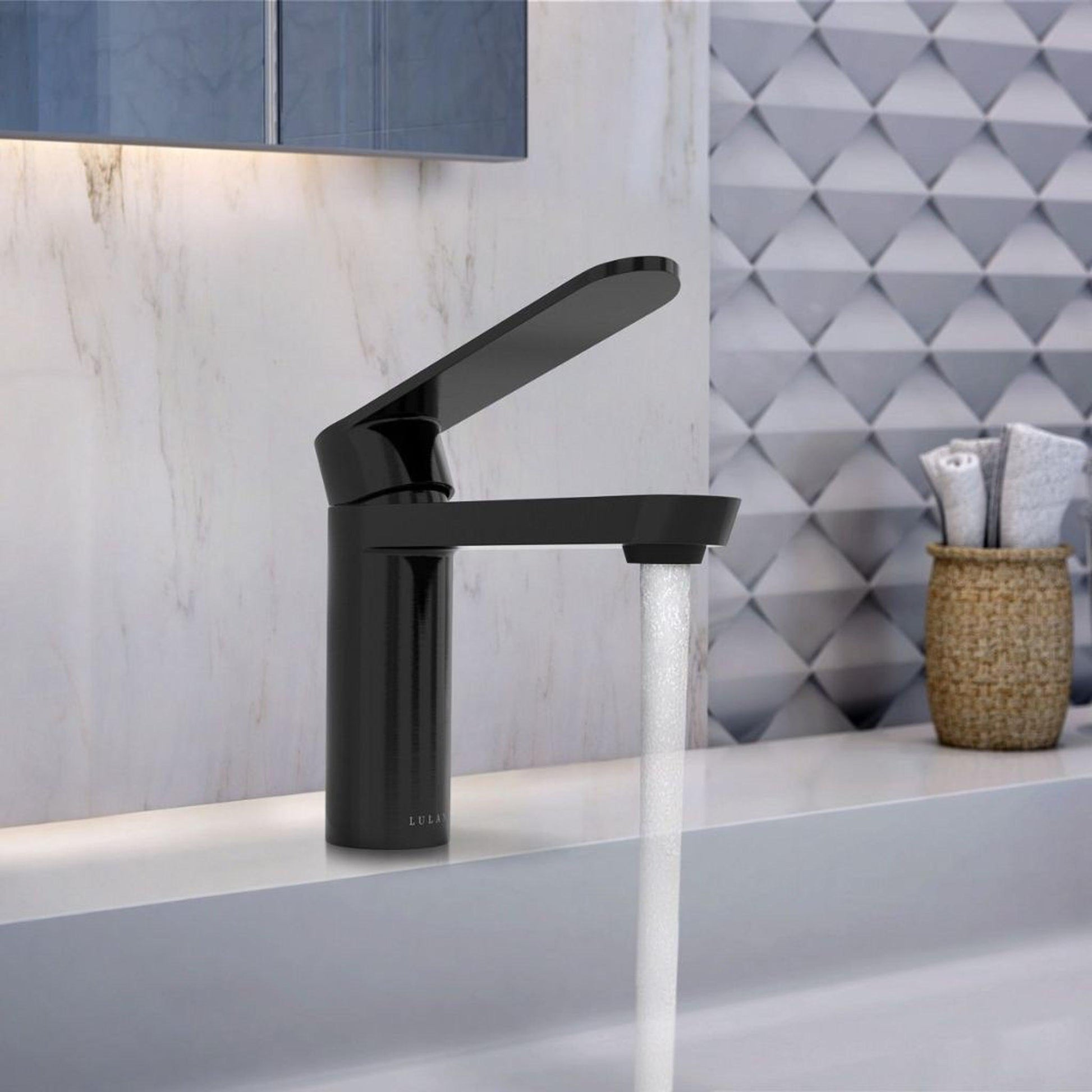 Lulani Yasawa Steel Black 1.2 GPM Single Hole Stainless Steel Faucet With Drain Assembly