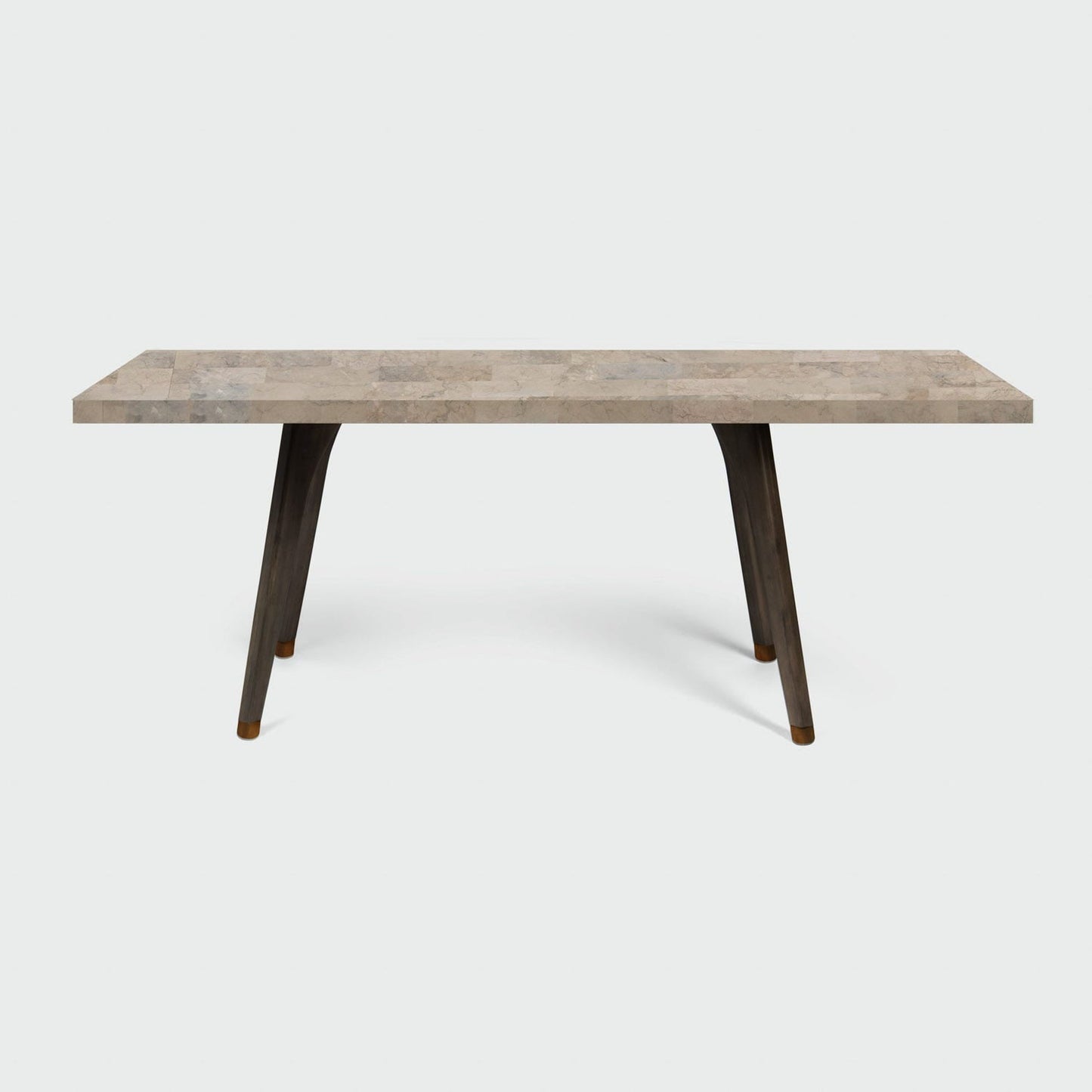 Made Goods Alder 110" Gray Stained Oak Dinning Table With Rectangle Warm Gray Marble Table Top