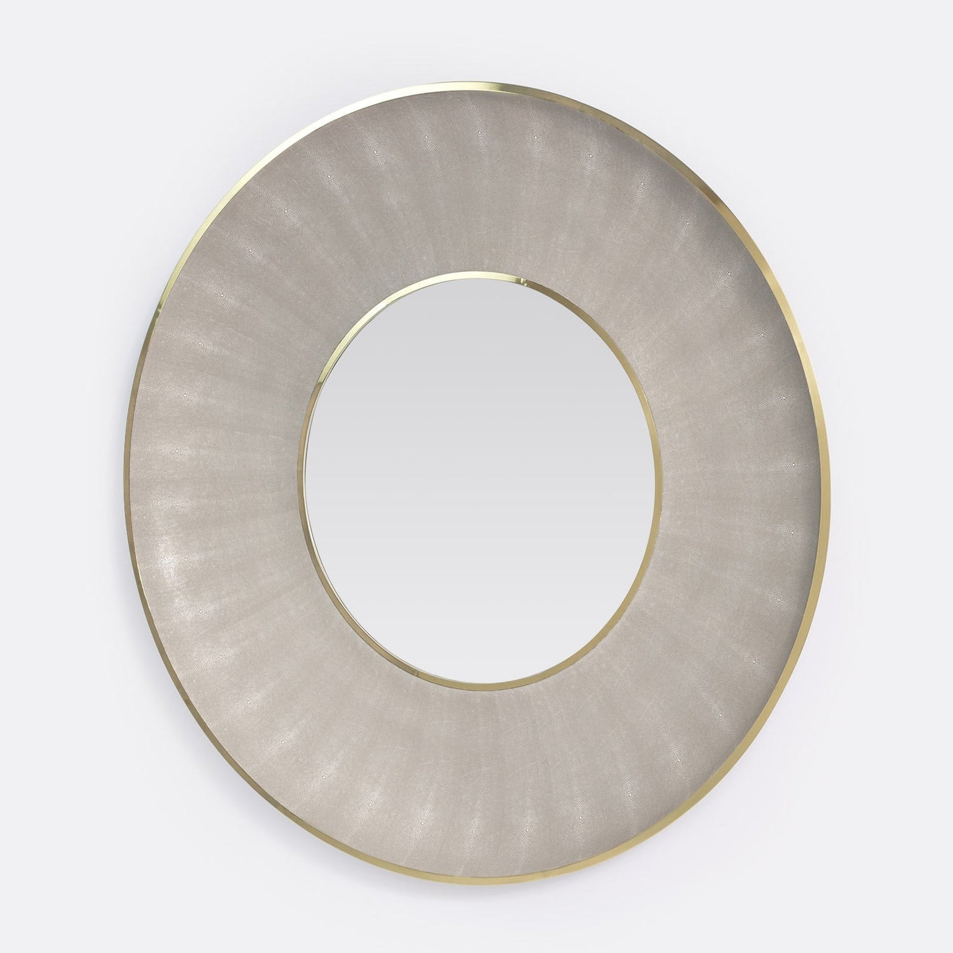 Made Goods Armond 38" Round Sand Realistic Faux Shagreen/Brass Metal Mirror