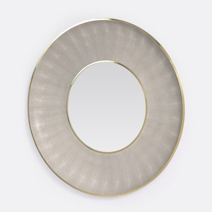 Made Goods Armond 38" Round Sand Realistic Faux Shagreen/Brass Metal Mirror