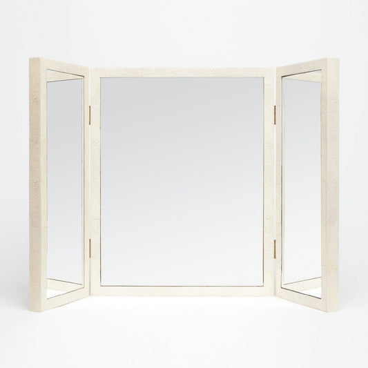Made Goods Cicil 38" x 24" Rectangular Off-White Vintage Faux Shagreen Mirror