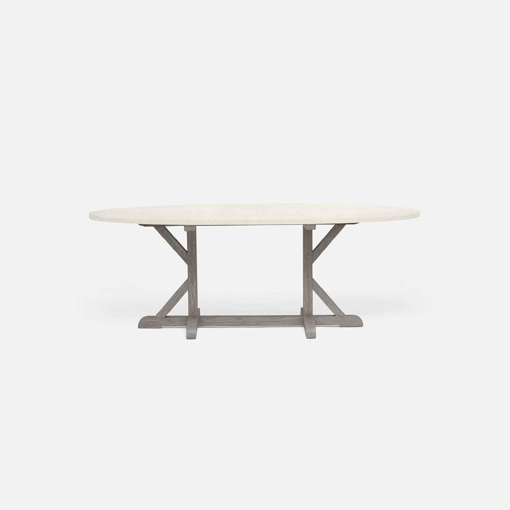 Made Goods Dane 72" x 42" x 30" Gray Cerused Oak Dinning Table With Oval Pristine Vintage Faux Shagreen Table Top