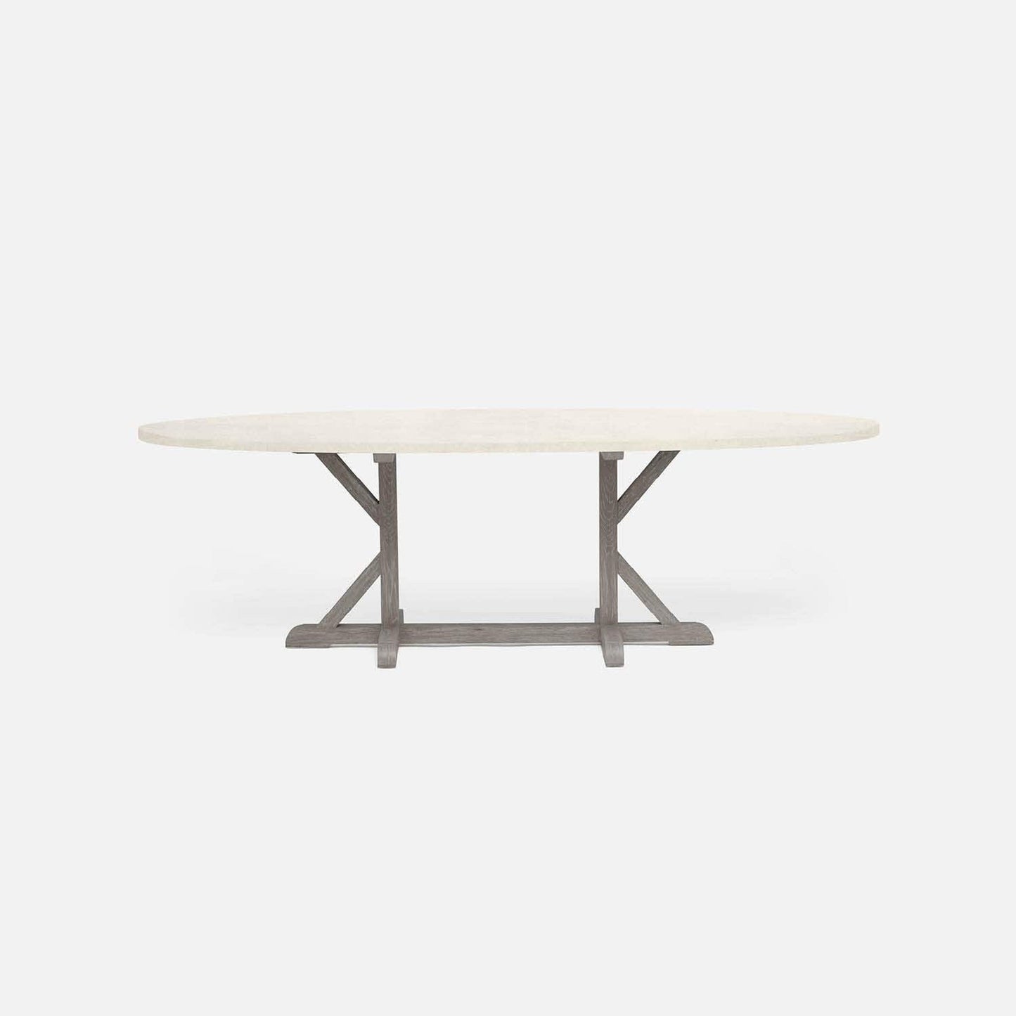 Made Goods Dane 84" x 42" x 30" Gray Cerused Oak Dinning Table With Oval Pristine Vintage Faux Shagreen Table Top