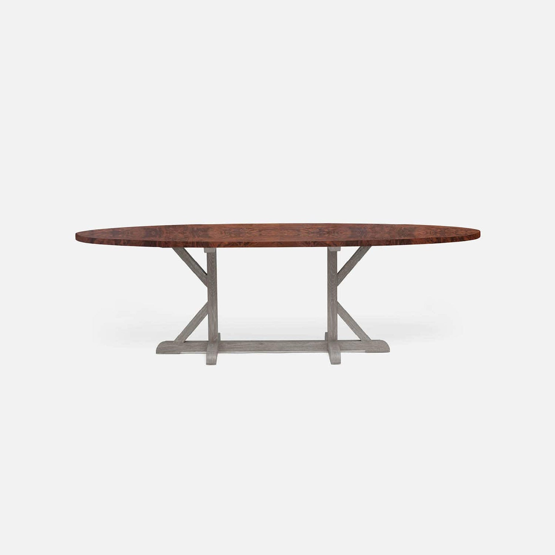 Made Goods Dane 84" x 42" x 30" Gray Cerused Oak Dinning Table With Oval Walnut Veneer Table Top