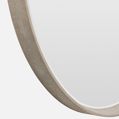 Made Goods Emma 50" Round Sand Realistic Faux Shagreen Mirror