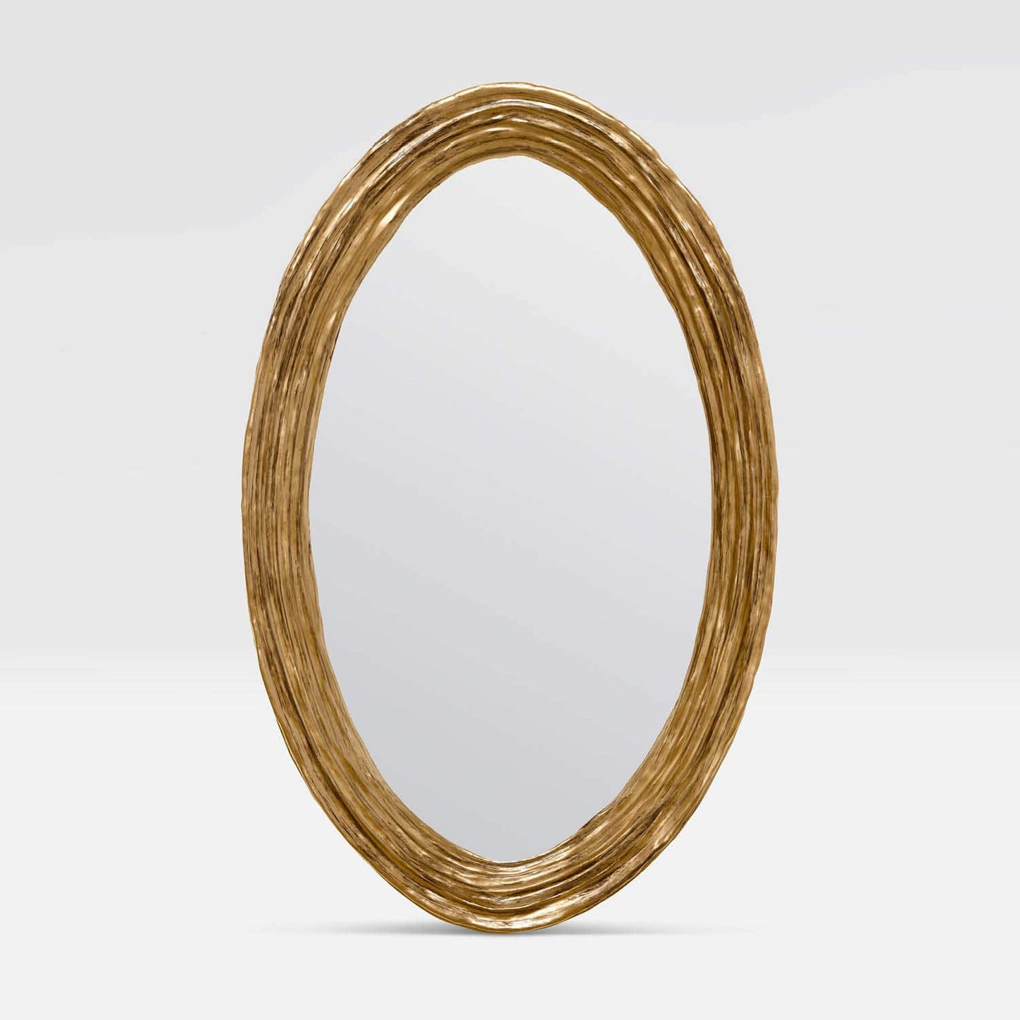 Made Goods Hetty 30" x 47" Oval Antiqued Gold Leaf Resin Mirror