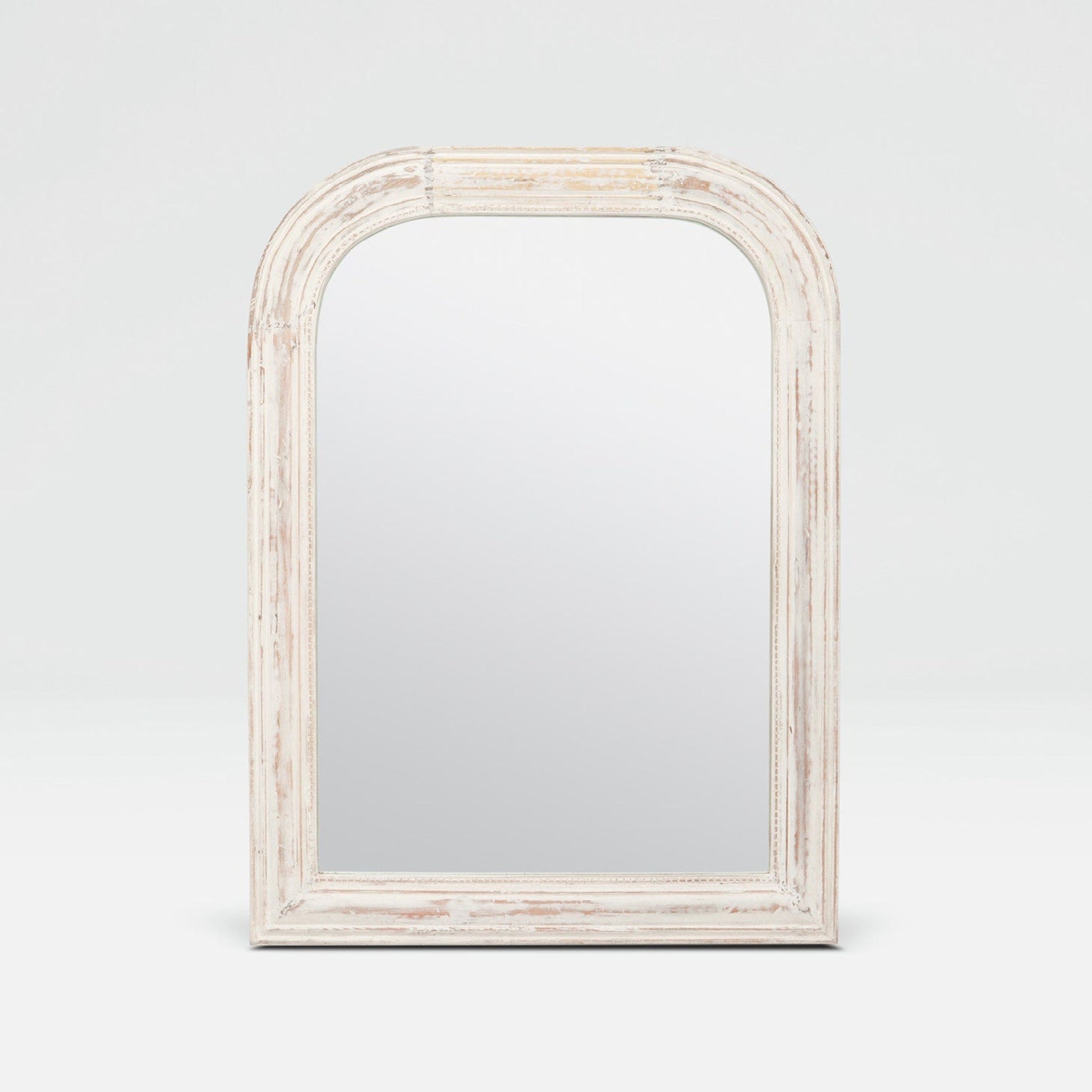 Made Goods Idoya 26" x 35" Arch Distressed White Wood/Normal Mirror Mirror